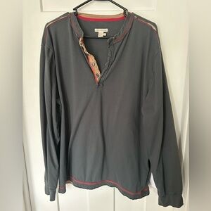 Carbon2Cobalt Men's Charcoal Long Sleeve Shirt with Red Trim